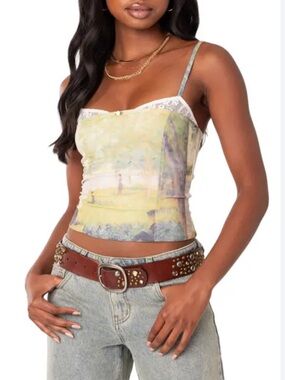 Edikted Picture Perfect lace bra top green small